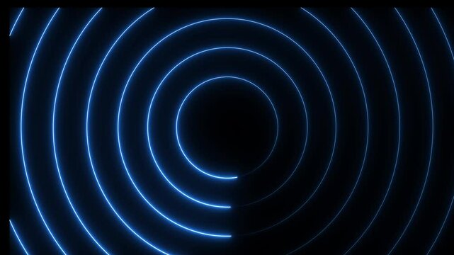  blue circle icon  on black background. Abstract glowing neon light circle loading icon.
