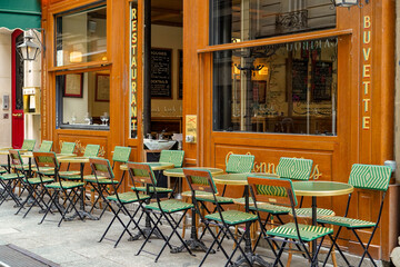 parisian cafe and bistro terrace, Montorgueil district