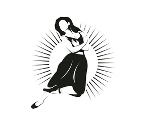Elegant Dancing Silhouette in Black and White