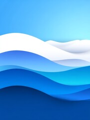 Fototapeta premium Abstract Blue Water Waves Design - Serene layered water waves, symbolizing fluidity, tranquility, depth, movement, and peace. Perfect for calming backgrounds