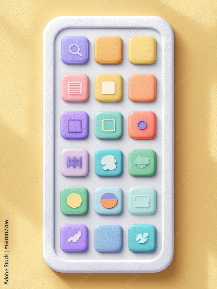 Poster pastel colored sticker mockup featuring rounded corners with a clear space in the upper third for br