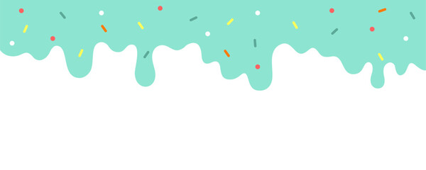 Mint sauce with sprinkles ice cream toppings seamless for Banner border and decoration.