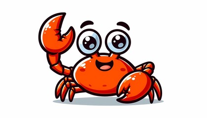 Adorable Cartoon Crab Character with Big Eyes and Cheerful Expression