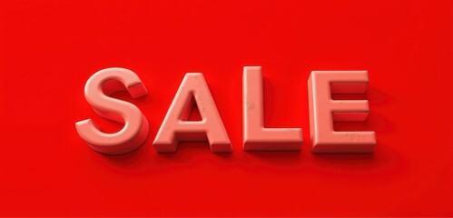 Eye-catching SALE sign on a vibrant red background, perfect for promotional materials in retail, e-commerce, and marketing campaigns.