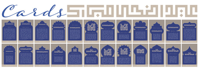 Collection of Eid al-Adha Mubarak Cards, Arabic Islamic Vector Design blue color