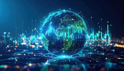 Global digital network connecting the world with advanced technology systems