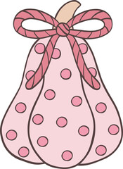 Thanksgiving Pumpkin Ribbon Pastel Coquette Cartoon Ribbon Groovy Retro Polka Dot
