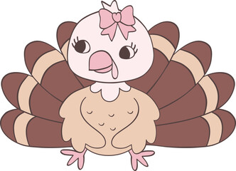 Thanksgiving Turkey Coquette Cartoon Groovy Retro