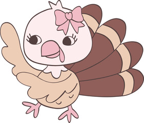 Thanksgiving Turkey Coquette Cartoon Groovy Retro