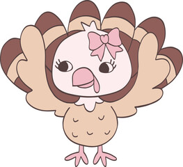 Thanksgiving Turkey Coquette Cartoon Groovy Retro