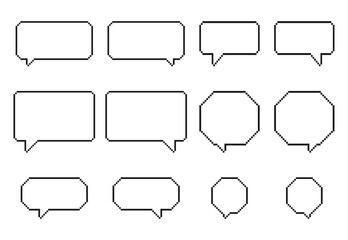Obraz premium Speech bubble outline set, Chat message frames, Text balloon icons, Dialogue box symbols, Comment bubble collection, Communication outline graphics, Talking shape vector