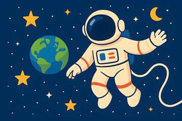 Fantasy dream art of a boy, girl, and moon with a star in a magical winter night sky