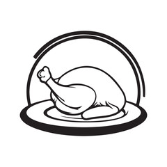 Vector illustration of roast chicken served on an attractive plate, depicting the deliciousness of the culinary dish with appetizing artistic details