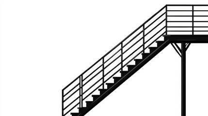 Modern Architectural Staircase Design Sketch - Clean lines, minimalist design, upward trajectory, metal construction, architectural element. Symbolizing progress, ambition, growth, access