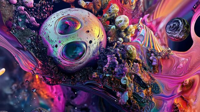 An intricate and vibrant mosaic of colors, shapes, and patterns that seem to defy reality and evoke a sense of the unknown