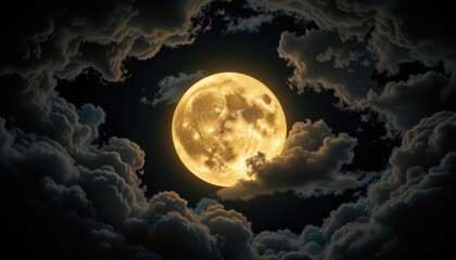 Captivating full moon rising above cloudy night sky nature scene atmospheric landscape photography