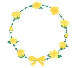 黄色いバラの円形フレーム