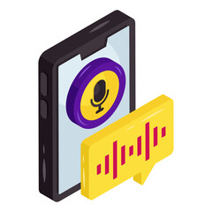 Conceptual isometric design icon of audio recorder 