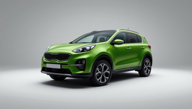 Dynamic green suv showcase studio environment automotive photography modern design perspective