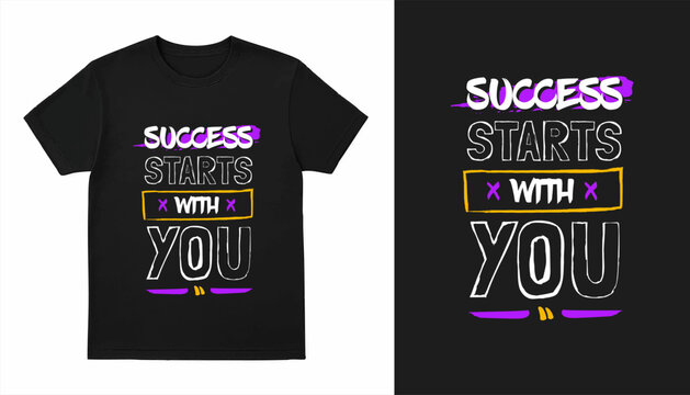 Success starts with you modern brush stylish motivational quotes typography slogan. Colorful geometric design illustration vector for print t shirt, poster, sticker, wall art, merchandise, apparels