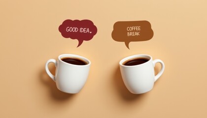 Obraz premium Warm coffee break conversation cozy engaging image of two cups inviting atmosphere intimate viewpoint for relaxation