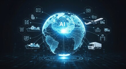 Ai Powered Global Logistics Network with Truck Plane and Ship