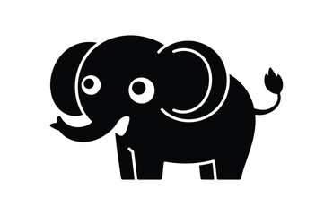 Fototapeta premium A minimalist cute elephant cartoon black vector silhouette