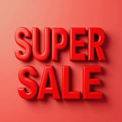 Bold red SUPER SALE text on a vibrant background, perfect for promoting discounts and special offers in retail and e-commerce.