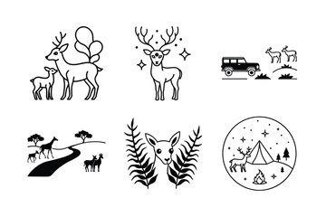 Tribal Style Deer with Antlers – Wilderness Line Art