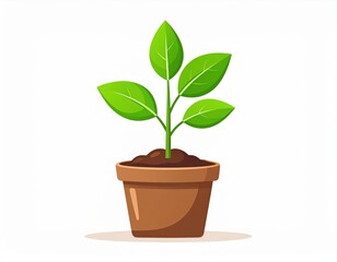 Simple Illustration Of Potted Plant
