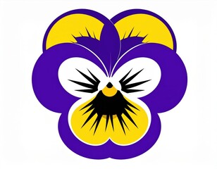 Obraz premium Vibrant Purple Pansy with Yellow Center and White Details