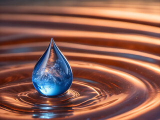 Fototapeta premium Drop of water reflecting planet Earth 