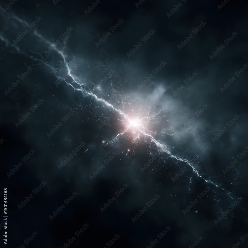 Canvas Prints glowing neuron network connecting across a dark space