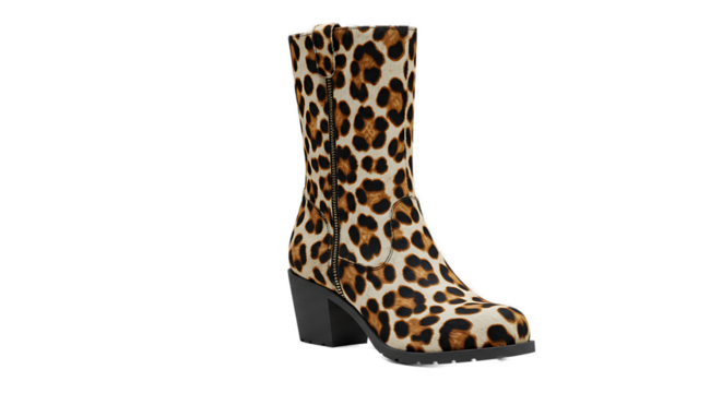Leopard print boot stands boldly