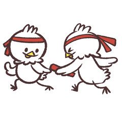 バトン渡す白い鳥のイラスト