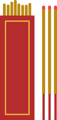 Obraz premium Incense Sticks Illustration for Traditional Worship. Red and Gold Incense Sticks Clipart vector isolated. Flat Style Incense Vector for Festive Use. Transparent background.