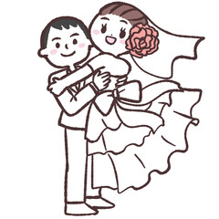 Fototapeta premium 結婚式をする新郎新婦のイラスト