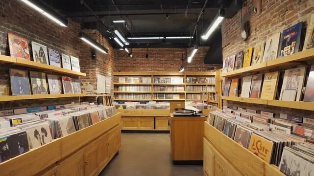 Interior of a vinyl store.