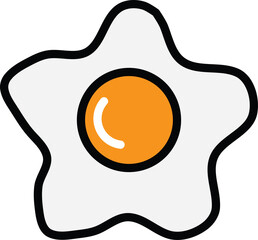 Minimalistic Cartoon Illustration of a Sunny Side Up Egg