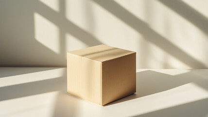 自然光で照らされたシンプルなダンボール箱
