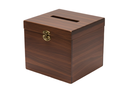 Brown Ballot Voting Box isolated on transparent background Generative Ai.
