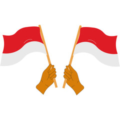Indonesian Hand Flag Illustration