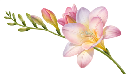 freesia flower isolated on white background PNG. AI GENERATED
