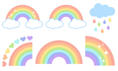 Pastel rainbow flat icon set for posters and websites, Vector illustration