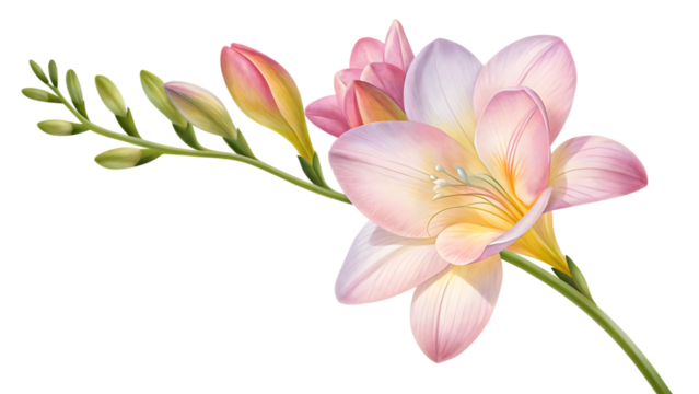 freesia flower isolated on white background PNG. AI GENERATED