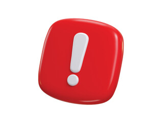 Exclamation point icon 3d render concept of warning sign, danger risk and alert problem icon vector illustration