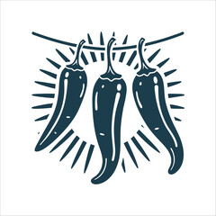 Hanging Red Chili Peppers with Fiery Energy Lines