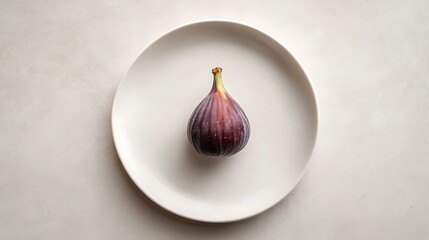 Fototapeta premium A single fig on a white plate
