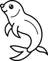 Seallfish Outline icon on Transparent Background