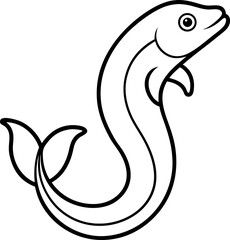Eel fish Outline icon on Transparent Background